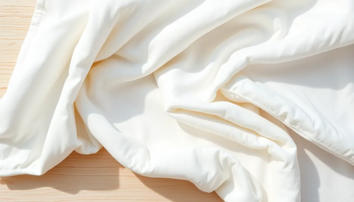 Échantillons de tissus blancs pour doudou bébé en coton biologique, velours et jersey, vue de dessus