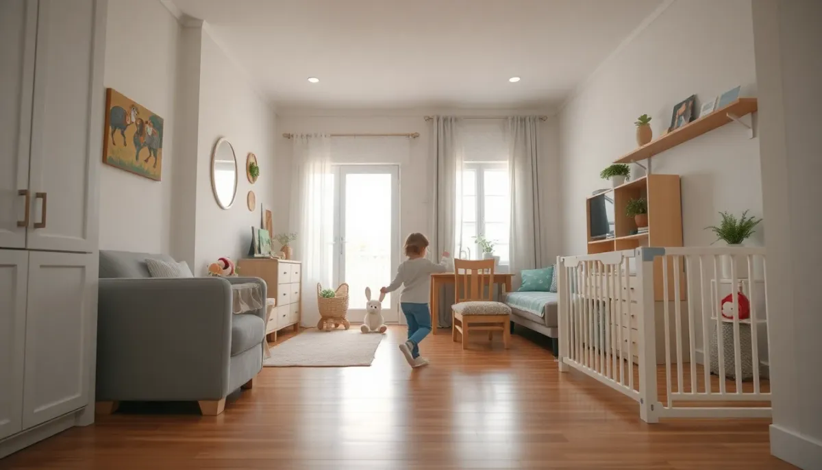 Environnement domestique sécurisé avec mesures de prévention pour éviter les coups à la tête chez l'enfant