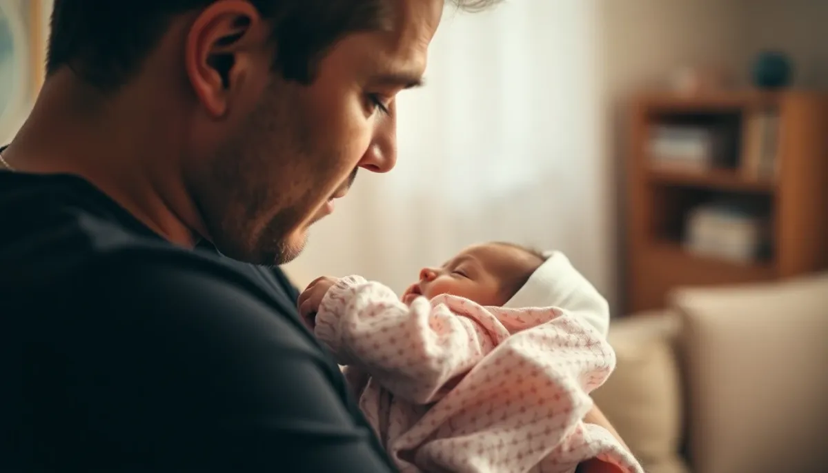 Parent tenant tendrement sa fille nouveau-née dans un moment d'intimité familiale