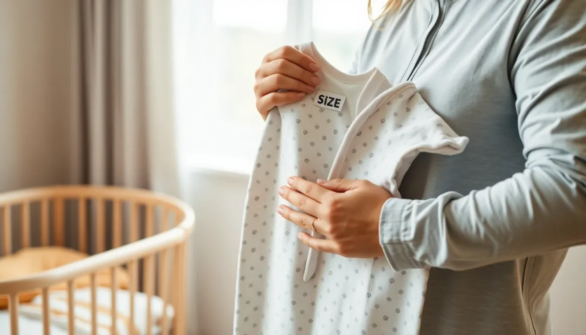 Parent examinant une gigoteuse pour bébé dans une chambre d'enfant