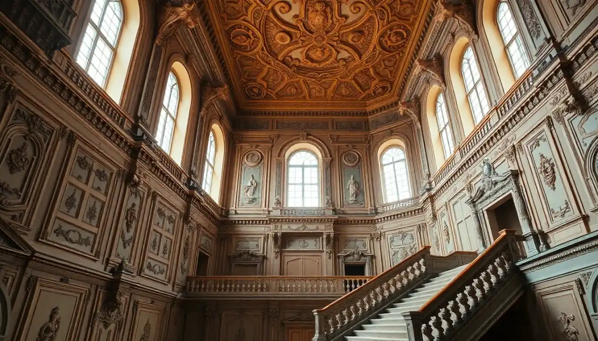 Intérieur majestueux d'un palais européen illustrant l'héritage royal et historique de Stanislas Leszczynski