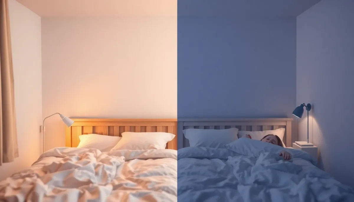 Vue d'ensemble d'une chambre d'enfant avec éclairage naturel montrant les différentes phases du sommeil