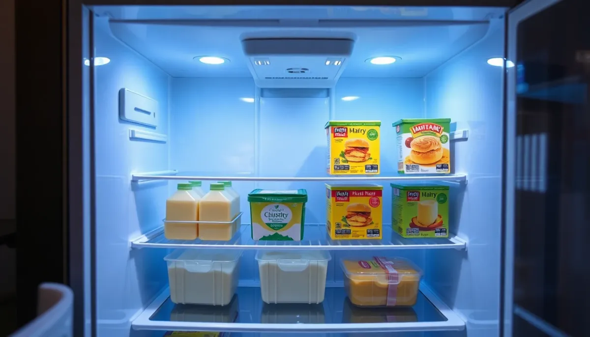 Produits laitiers correctement conservés dans un réfrigérateur pour maintenir la chaîne du froid