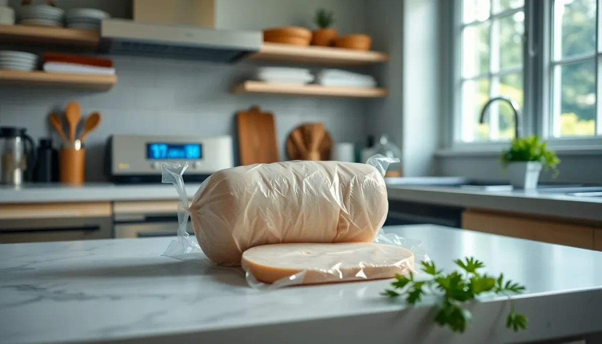 Emballage sous vide de boudin blanc avec affichage de température de réfrigération
