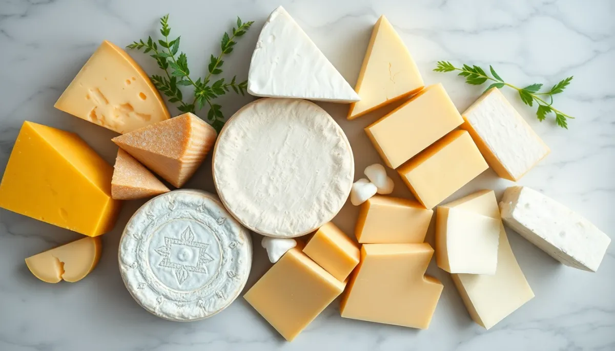 Assortiment de fromages autorisés pendant la grossesse : Comté, Gruyère, Mozzarella et Ricotta