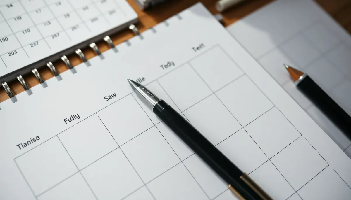 Calendrier et planification des semaines de grossesse, vue de dessus d'un bureau professionnel