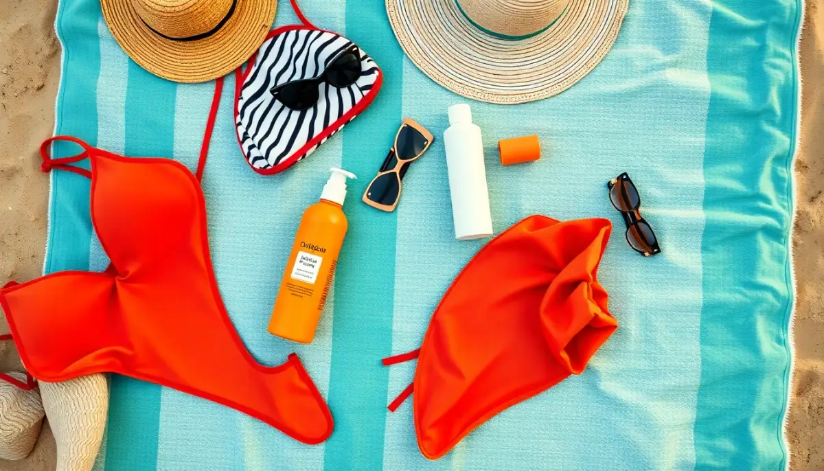 Préparation pour une journée à la plage avec tous les essentiels